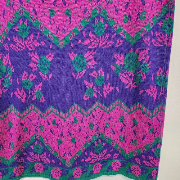 Vintage SML Sport Knit Midi Skirt Size L Purple Pink Cottage Twee Kitsch 80s 90s - Picture 4 of 9